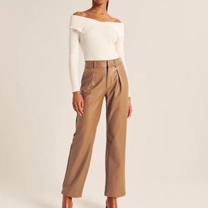 abercrombie Vegan Leather Wide Leg Pants